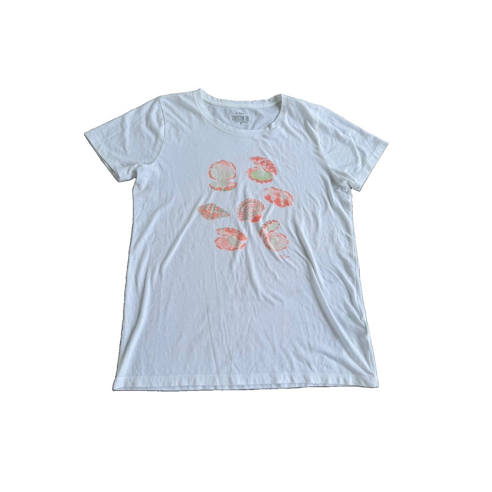 J.Crew Factory Glam Clams collectible Tee Womens size small 100% cotton coastal